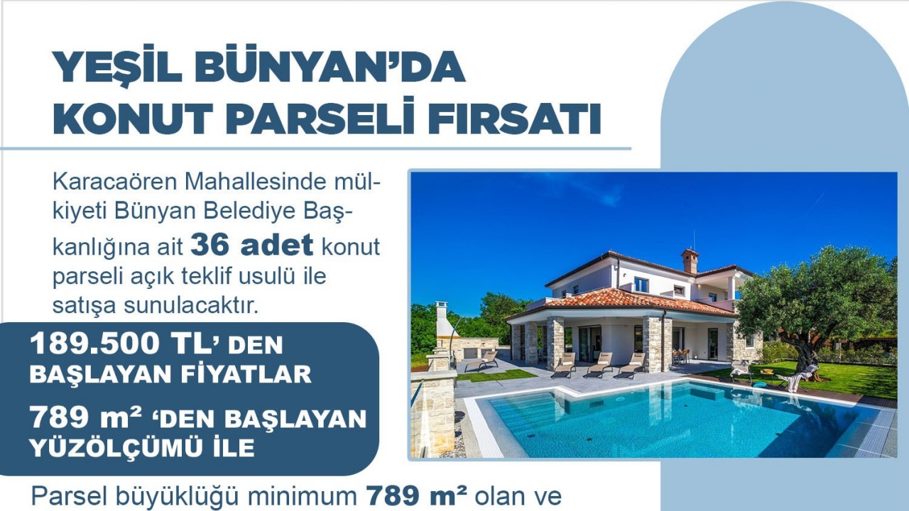 Yeşil Bünyan’da konut parseli fırsatı