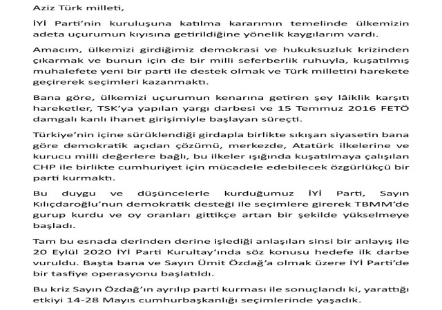 İYİ Parti Kurucu Genel Sekreteri Çıray, partisinden istifa etti