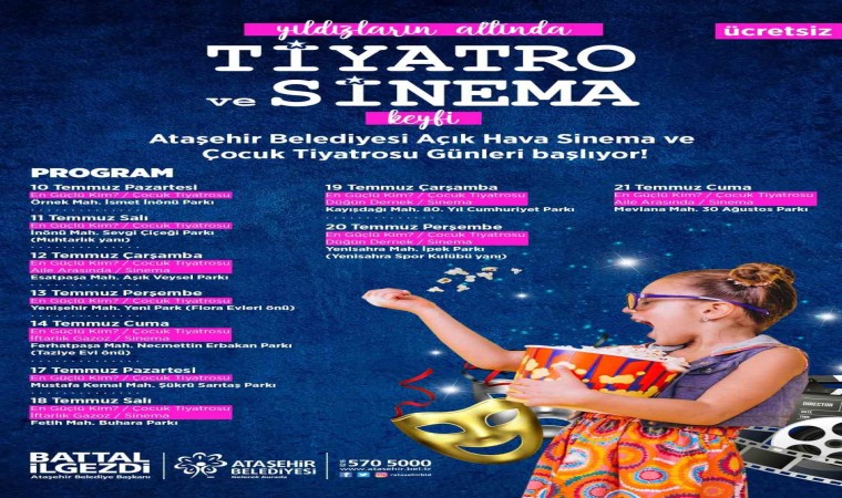 Ataşehir parklarında açık havada sinema ve tiyatro zamanı