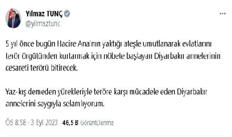 Bakan Tunç: Diyarbakır annelerinin cesareti terörü bitirecek