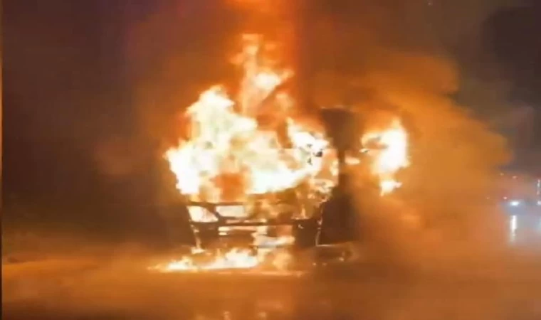 Esenyurt’ta sinek ilacı kutusu taşıyan TIR alev alev yandı