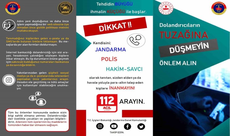 Jandarmadan vatandaşa dolandırıcılık yöntemlerine karşı bilgilendirme