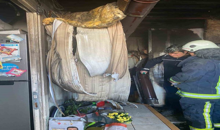 Yangında ev kullanılamaz hale geldi, 2 büyükbaş hayvan telef oldu