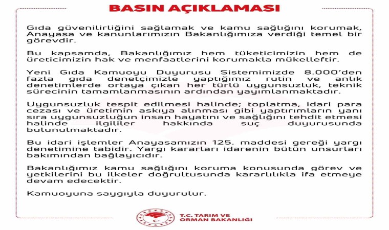 Tarım ve Orman Bakanlığından köftede tespit edilen domuz eti ile ilgili açıklama