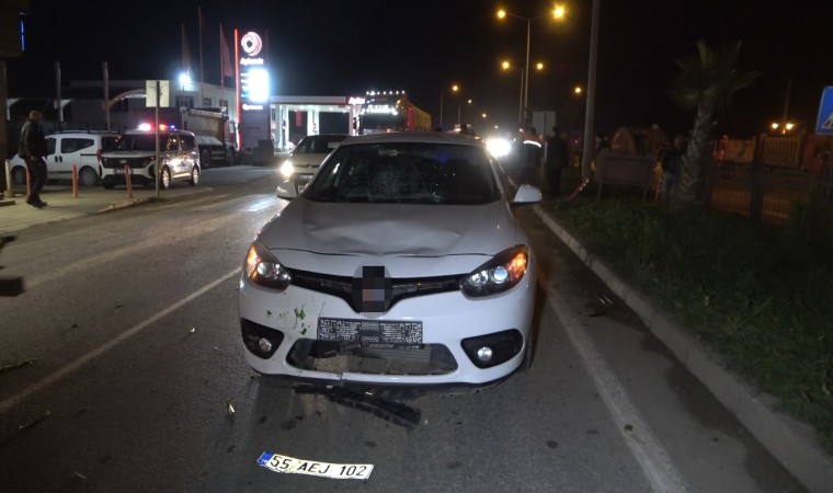 Bafrada yaya geçidinden geçen bisiklet sürücüsüne otomobil çarptı: 1 yaralı