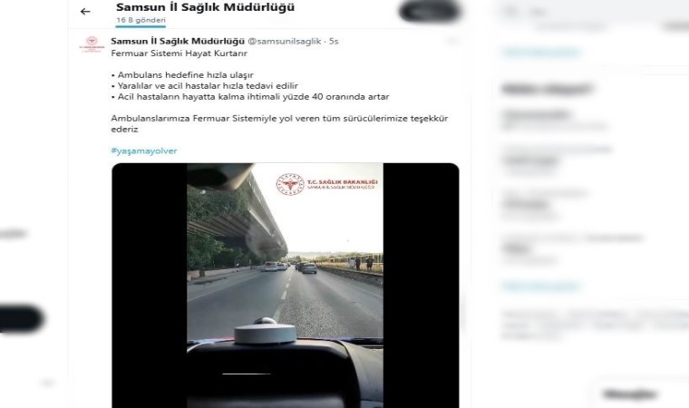 Samsunda sürücüler, fermuar sistemi ile ambulansa yol verdi