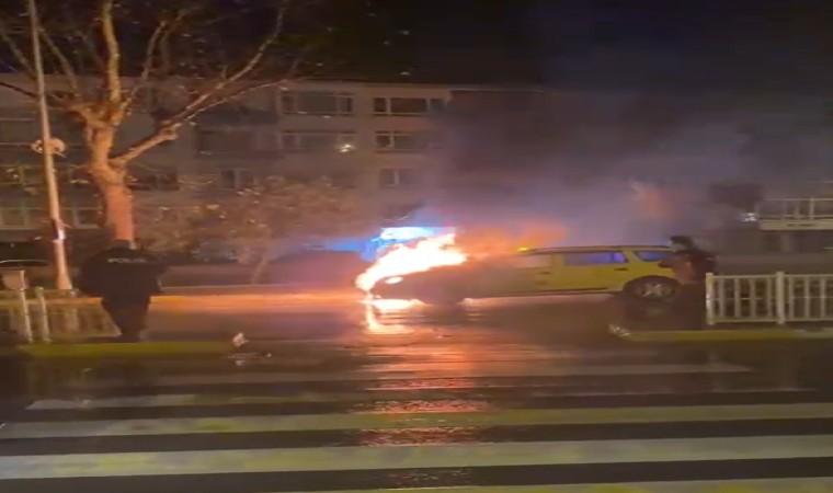 Yalovada taksi alevlere teslim oldu