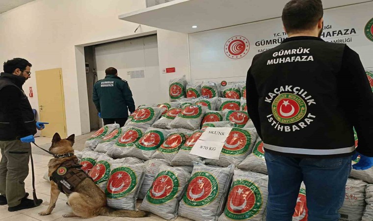 Edirnede tırda 870 kilo skunk ele geçirildi