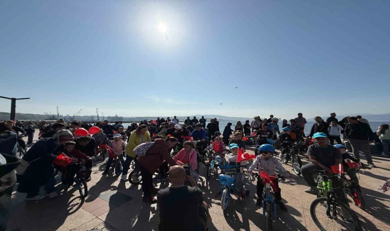 Bandırma’da çocuklar pedal çevirdi