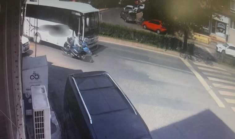 Çorlu’da motosikletlinin yaralandığı kaza anı kamerada