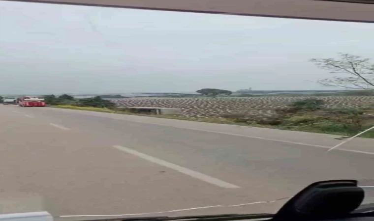 Kontrolden çıkan tır tarlaya uçtu