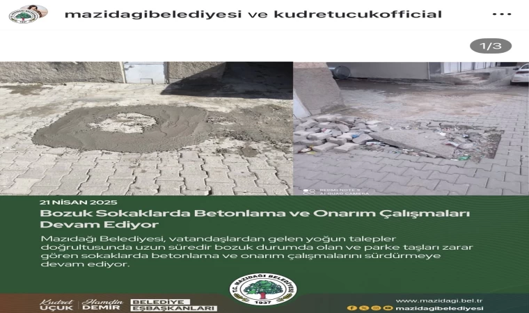 Mazıdağı Belediyesi, bir metrekarelik alanı onarıp dev hizmet sunmuş gibi sosyal medyada paylaştı