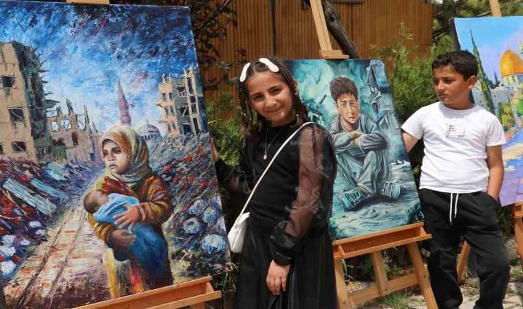 Vanlı öğrencilerden Filistinli çocuklar yararına resim sergisi