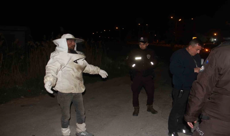 Arı kovanı yüklü kamyonet devrildi, olanlar oldu