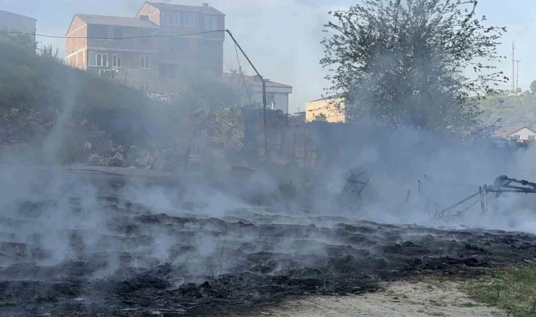 Arnavutköy’de fabrika bahçesinde korkutan yangın