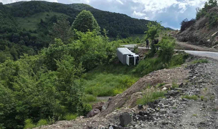 Karadeniz Ereğli’de kamyonet şarampole yuvarlandı