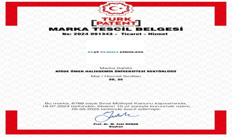 NÖHÜ’nün ’Elçi Elmalı Çikolata’ markası tescillendi