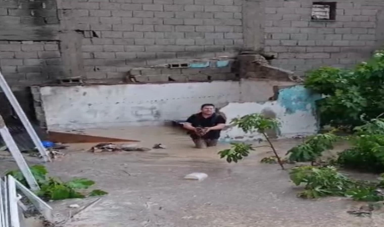 Sel sularına kapılan tavuklarını kurtarmak için kümesine koştu