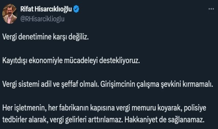 TOBB Başkanı Hisarcıklıoğlu: ”Vergi sistemi adil ve şeffaf olmalı”
