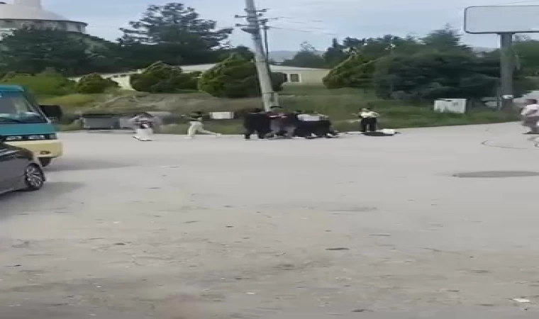 Üniversiteli genç kızlar sokak ortasında saç saça kavga etti