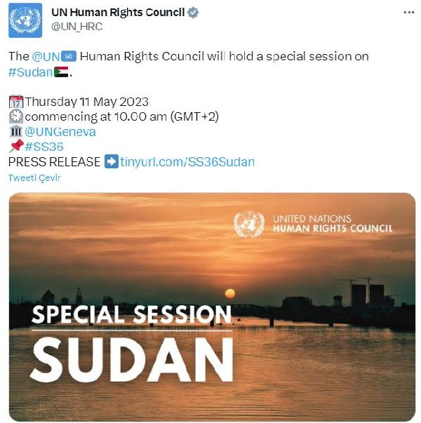 Birleşmiş Milletler İnsan Hakları Konseyi, Sudan için toplanıyor