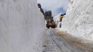 Haziran ayında 3 metreyi bulan karda yol açma çalışması