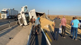 Karayolu arpa tarlasına döndü