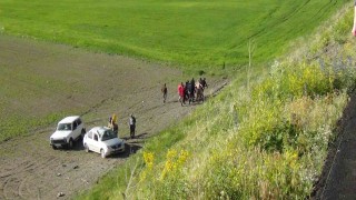 Karsta otomobil şarampole uçtu: 2 yaralı