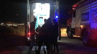 Kontrolden çıkan minibüs ağaçlık alana uçtu