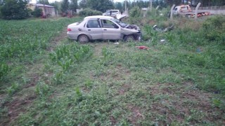 Kontrolden çıkan otomobil mısır tarlasına yuvarlandı