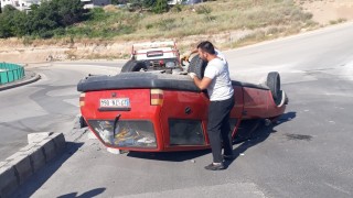 Kontrolden çıkan otomobil takla attı: 4 yaralı