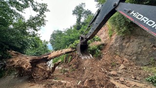 Orduda 3 ilçeyi birbirine bağlayan yolda heyelan