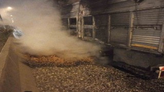 Otoyolda kamyon yangını