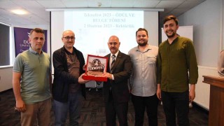 Rektör Sözbir Teknofest 2023te ödül kazanan mensuplarla bir araya geldi