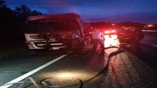 Seyir halindeki tırda korkutan yangın