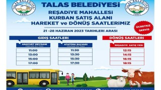 Talas Belediyesinden kurban satış alanına ücretsiz servis