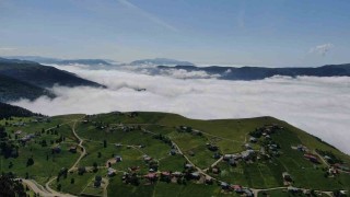 Trabzonun yaylalarından eşsiz bulut denizi manzaraları