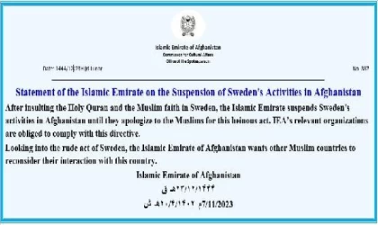 Afganistan, İsveç’in ülkedeki faaliyetlerini askıya aldı
