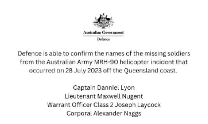 Avustralya’da düşen helikopterdeki 4 asker için umut kalmadı