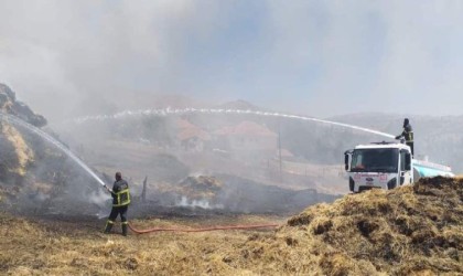 Burdurda çıkan yangında çok sayıda saman balyası kül oldu