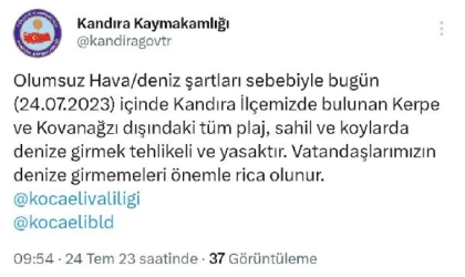 Kandıra’da 2 plaj dışında denize girmek yasaklandı
