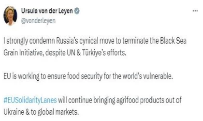 Leyen’den ‘Tahıl Anlaşması’ açıklaması