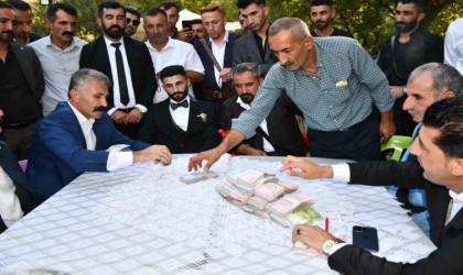 Şırnakta binlerce davetlinin katıldığı düğünde 40 koyun kesildi, 1,5 milyon TL para, 1 kilo altın takıldı