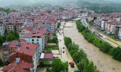 Zonguldaktaki sel havadan görüntülendi