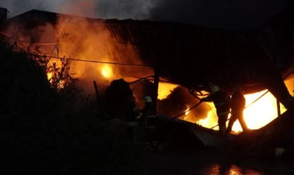 İzmit’te geri dönüşüm tesisinin kağıt deposunda yangın (2)