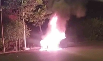 Karabükte cipin alevlere teslim olma anı kamerada