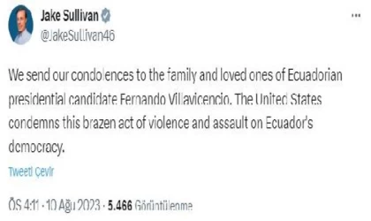 Sullivan: ABD Ekvador demokrasisine yönelik bu saldırıyı kınamaktadır