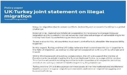 Türkiye ve İngiltere’den, yasadışı göçle mücadele konusunda iş birliği