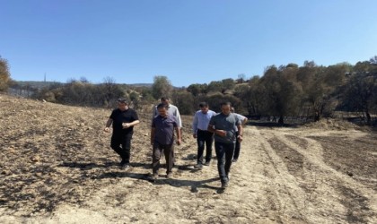 Vali İlhami Aktaş, yangından etkilenen köylerde incelemelerde bulundu