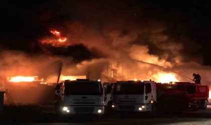 Manisada geri dönüşüm depolama alanına yangın çıktı. Olay yerine çok sayıda itfaiye ekibi sevk edilirken yangına müdahale sürüyor.